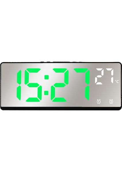 Ses Kontrolü Ayna Çalar Saat Dijital Sıcaklık Çift Alarm Erteleme Masaüstü Masa Saati Gece Modu 12/24H (Yeşil) (Yurt Dışından)