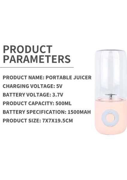 Taşınabilir Blender Elektrikli USB Mikser Sıkacağı Makinesi Mini Gıda Smoothie El Kişisel Meyve Sıkacağı Sıkacağı 500 Ml, A (Yurt Dışından)