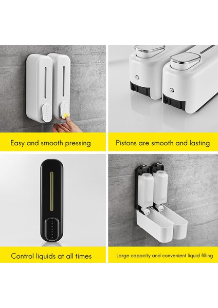 【gui Xulian】2x Sabunluk Duvara Montaj, 350ML El Sıvı Şampuan Duş Jeli Dispenseri Banyo Mutfak Ofis Beyaz Için (Yurt Dışından) indirimleri