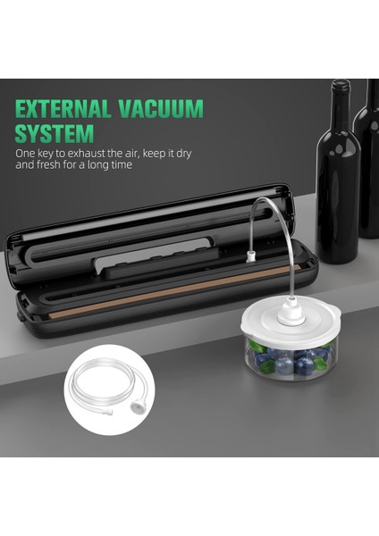 Vakum Makinesi Gıda Vakumu Gıda Depolama Için Otomatik Hava Sızdırmazlık Sistemi Mühür Çanta Seti Siyah, Ab Tak ile Kuru ve Islak (Yurt Dışından)