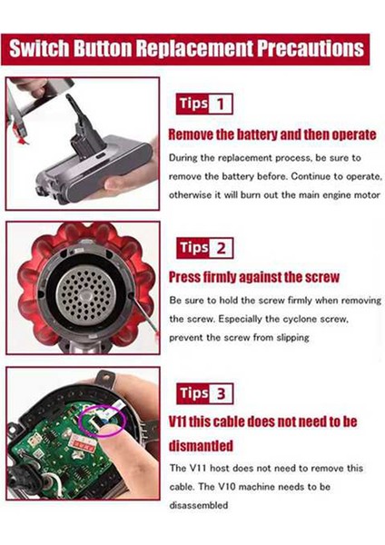 12 Adet Anahtarı Düğmesi V11 V10 Elektrikli Süpürge Yedek Parçalar Yükseltilmiş Sürüm Güç Tetik Anahtarı Düğme Kilidi (Yurt Dışından) fırsatları