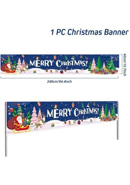 Noel Dışarıdaki Banner Flag Mutlu Noel Dekorasyonu Ev 2023 Xmas Ornament Navidad Natal Noel Gift Mutlu Yeni Yıl 2024 (Yurt Dışından)