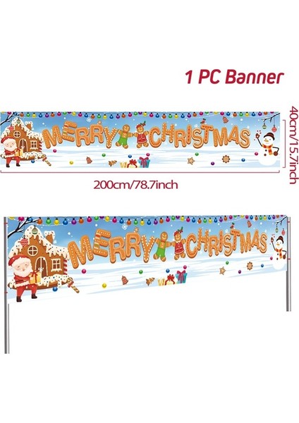 Noel Dışarıdaki Banner Flag Mutlu Noel Dekorasyonu Ev 2023 Xmas Ornament Navidad Natal Noel Gift Mutlu Yeni Yıl 2024 (Yurt Dışından)