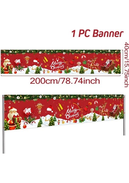Noel Dışarıdaki Banner Flag Mutlu Noel Dekorasyonu Ev 2023 Xmas Ornament Navidad Natal Noel Gift Mutlu Yeni Yıl 2024 (Yurt Dışından)