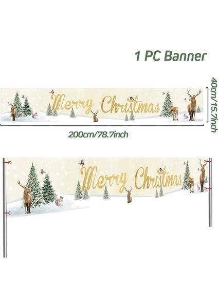 Noel Dışarıdaki Banner Flag Mutlu Noel Dekorasyonu Ev 2023 Xmas Ornament Navidad Natal Noel Gift Mutlu Yeni Yıl 2024 (Yurt Dışından)