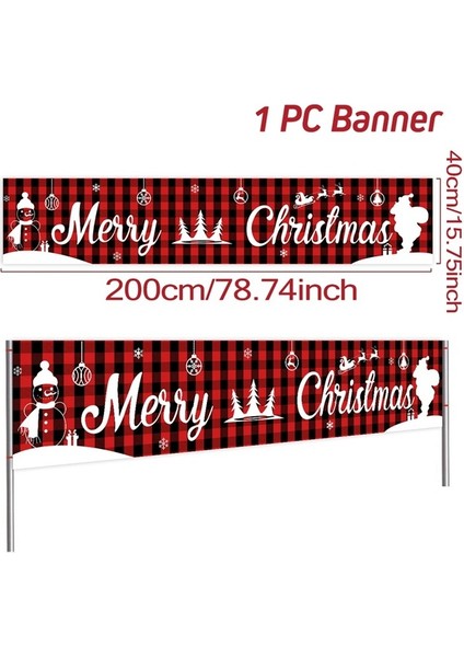 Noel Dışarıdaki Banner Flag Mutlu Noel Dekorasyonu Ev 2023 Xmas Ornament Navidad Natal Noel Gift Mutlu Yeni Yıl 2024 (Yurt Dışından)