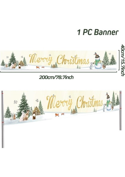 Noel Dışarıdaki Banner Flag Mutlu Noel Dekorasyonu Ev 2023 Xmas Ornament Navidad Natal Noel Gift Mutlu Yeni Yıl 2024 (Yurt Dışından)