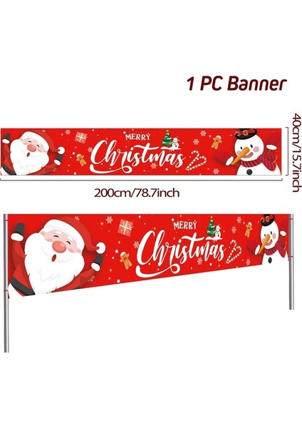 Noel Dışarıdaki Banner Flag Mutlu Noel Dekorasyonu Ev 2023 Xmas Ornament Navidad Natal Noel Gift Mutlu Yeni Yıl 2024 (Yurt Dışından)