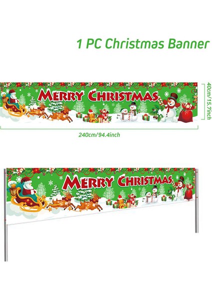 Noel Dışarıdaki Banner Flag Mutlu Noel Dekorasyonu Ev 2023 Xmas Ornament Navidad Natal Noel Gift Mutlu Yeni Yıl 2024 (Yurt Dışından)