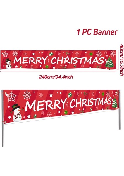 Noel Dışarıdaki Banner Flag Mutlu Noel Dekorasyonu Ev 2023 Xmas Ornament Navidad Natal Noel Gift Mutlu Yeni Yıl 2024 (Yurt Dışından)