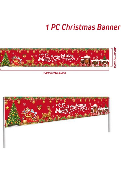 Noel Dışarıdaki Banner Flag Mutlu Noel Dekorasyonu Ev 2023 Xmas Ornament Navidad Natal Noel Gift Mutlu Yeni Yıl 2024 (Yurt Dışından)