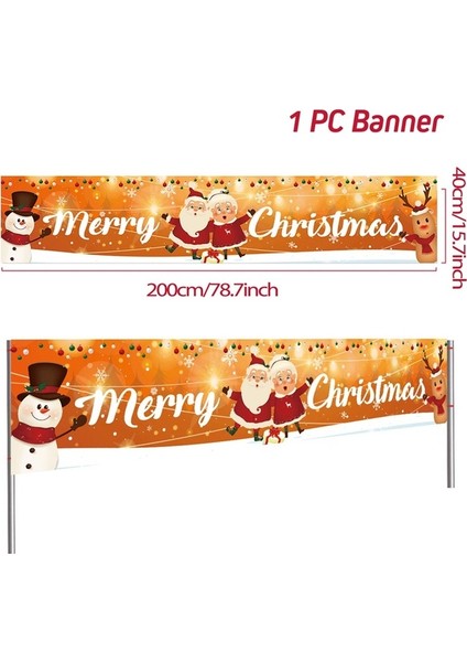 Noel Dışarıdaki Banner Flag Mutlu Noel Dekorasyonu Ev 2023 Xmas Ornament Navidad Natal Noel Gift Mutlu Yeni Yıl 2024 (Yurt Dışından)