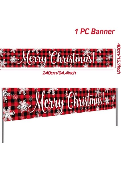 Noel Dışarıdaki Banner Flag Mutlu Noel Dekorasyonu Ev 2023 Xmas Ornament Navidad Natal Noel Gift Mutlu Yeni Yıl 2024 (Yurt Dışından)