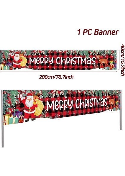 Noel Dışarıdaki Banner Flag Mutlu Noel Dekorasyonu Ev 2023 Xmas Ornament Navidad Natal Noel Gift Mutlu Yeni Yıl 2024 (Yurt Dışından)