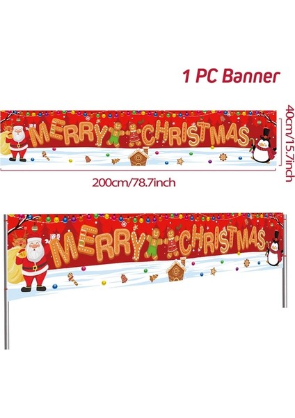 Noel Dışarıdaki Banner Flag Mutlu Noel Dekorasyonu Ev 2023 Xmas Ornament Navidad Natal Noel Gift Mutlu Yeni Yıl 2024 (Yurt Dışından)