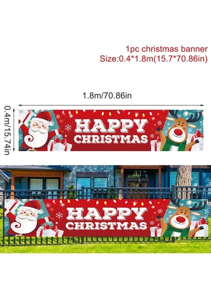 Noel Dışarıdaki Banner Flag Mutlu Noel Dekorasyonu Ev 2023 Xmas Ornament Navidad Natal Noel Gift Mutlu Yeni Yıl 2024 (Yurt Dışından)