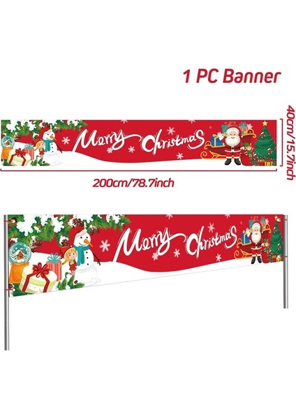 Noel Dışarıdaki Banner Flag Mutlu Noel Dekorasyonu Ev 2023 Xmas Ornament Navidad Natal Noel Gift Mutlu Yeni Yıl 2024 (Yurt Dışından)