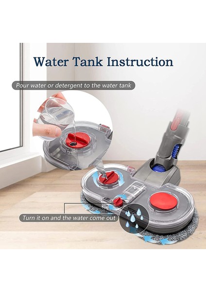 Elektrikli Paspas Kafası Kiti Dyson V7 V8 V10 V11 V15 Elektrikli Süpürge Parçaları, Su Haznesi Temizleme Bezi ile Paspas Eki (Yurt Dışından)