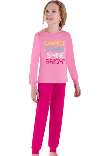 745U Kız Çocuk Uzun Kollu Pijama Takımı-Pembe