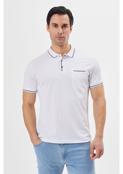 Polo Yaka Regular Fit Cepli Erkek Çıtçıt Detaylı T-Shirt-6245TY241