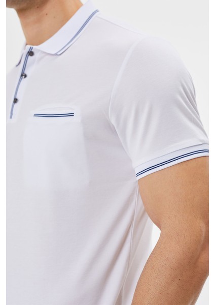 Polo Yaka Regular Fit Cepli Erkek Çıtçıt Detaylı T-Shirt-6245TY241