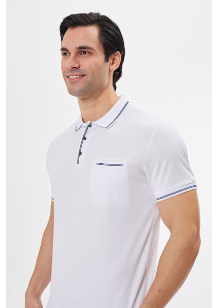 Polo Yaka Regular Fit Cepli Erkek Çıtçıt Detaylı T-Shirt-6245TY241
