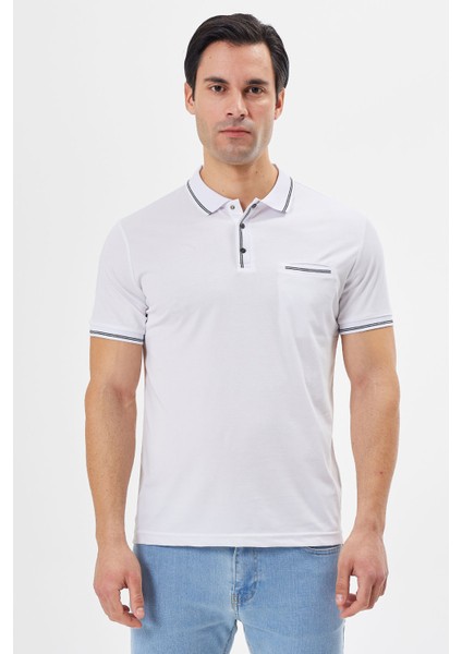 Polo Yaka Regular Fit Cepli Erkek Çıtçıt Detaylı T-Shirt-6245TY241
