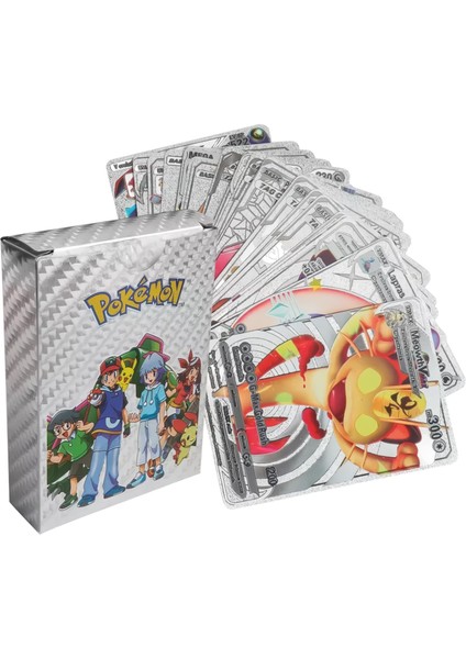 Pokemon Go Vmax Silver Card Tcg Dx Gx Gümüş Esnek Oyuncu Koleksiyon Pokemon Kartı 55 Adet Ingilizce