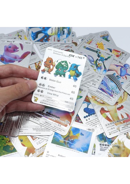 Pokemon Go Vmax Silver Card Tcg Dx Gx Gümüş Esnek Oyuncu Koleksiyon Pokemon Kartı 55 Adet Ingilizce fırsatları