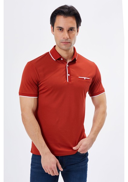 Polo Yaka Regular Fit Cepli Erkek Düğme Detaylı T-Shirt-6262TY241