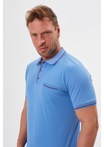 Polo Yaka Regular Fit Cepli Erkek Çıtçıt Detaylı T-Shirt-6245TY241