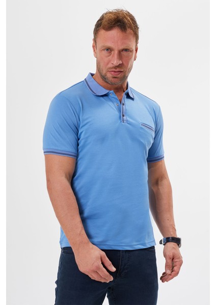 Polo Yaka Regular Fit Cepli Erkek Çıtçıt Detaylı T-Shirt-6245TY241