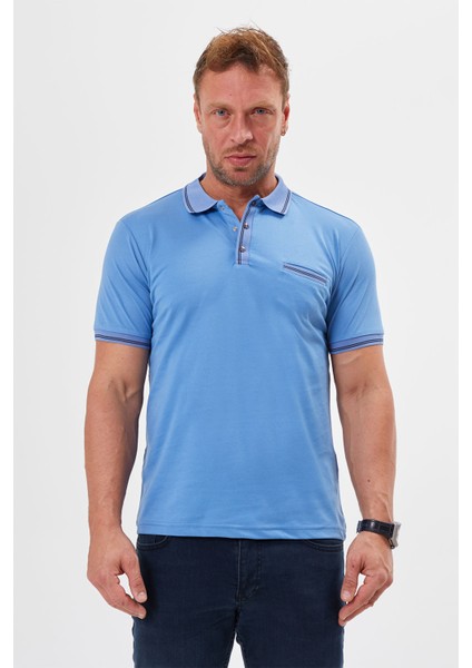 Polo Yaka Regular Fit Cepli Erkek Çıtçıt Detaylı T-Shirt-6245TY241