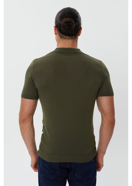 Klasik Kalıp Çizgili Polo Yaka Triko T-Shirt-TY1071TY241