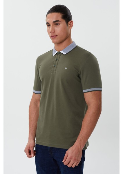 Regular Fit Polo Yaka Düğme Detaylı Erkek T-Shirt-PL3581TY241