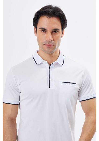 Polo Yaka Regular Fit Cepli Erkek Düğme Detaylı T-Shirt-6262TY241