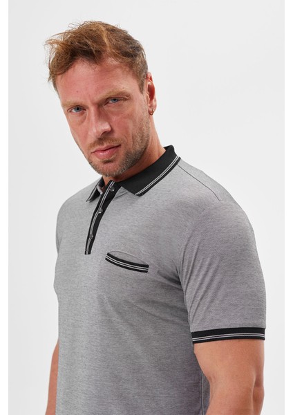 Polo Yaka Regular Fit Cepli Erkek Çıtçıt Detaylı T-Shirt-6245TY241