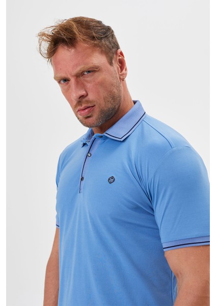 Polo Yaka Regular Fit Çıtçıt ve Nakış Detaylı T-Shirt-6244TY241