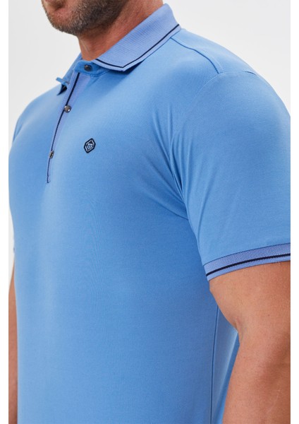 Polo Yaka Regular Fit Çıtçıt ve Nakış Detaylı T-Shirt-6244TY241