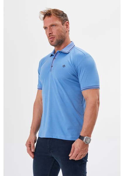 Polo Yaka Regular Fit Çıtçıt ve Nakış Detaylı T-Shirt-6244TY241