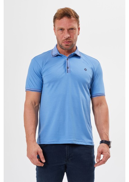 Polo Yaka Regular Fit Çıtçıt ve Nakış Detaylı T-Shirt-6244TY241