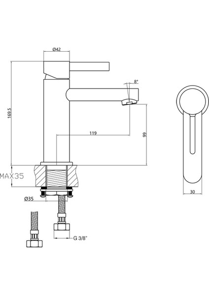 Lavabo Bataryası Lisio Siyah KLB121-B