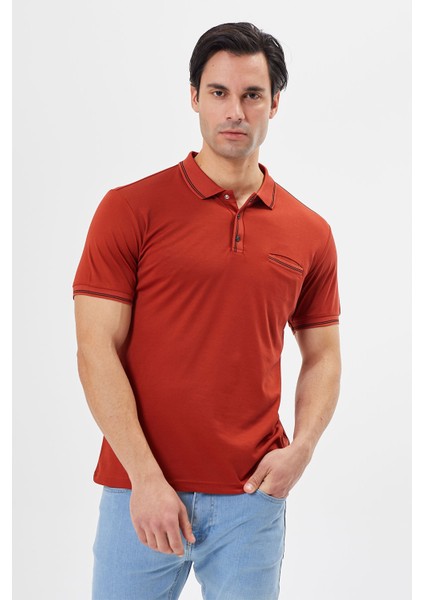 Polo Yaka Regular Fit Cepli Erkek Çıtçıt Detaylı T-Shirt-6245TY241