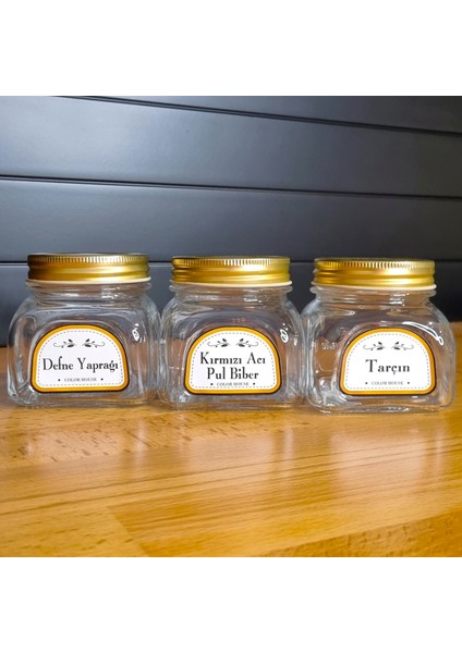 16 Adet Paşabahçe Home Made Luxury Cam Kavanoz Baharatlık Gold Kapaklı 300 ml (Stantları Hariçtir )
