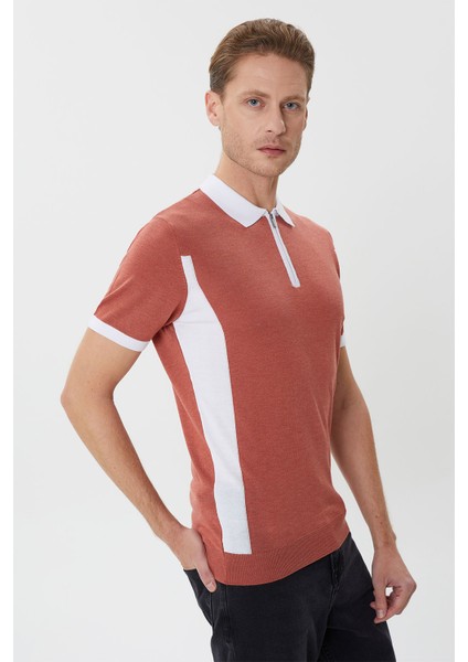 Polo Yaka Klasik Kalıp Fermuarlı Triko T-Shirt-TY1082TY241