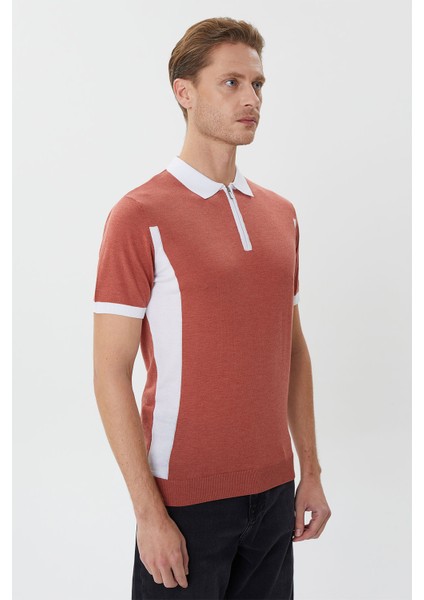 Polo Yaka Klasik Kalıp Fermuarlı Triko T-Shirt-TY1082TY241 fırsatları
