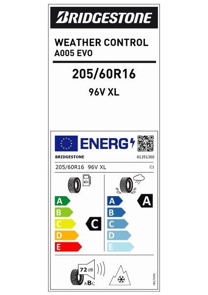 205/60 R16 96V Xl Weather Control A005 Evo Binek 4 Mevsim Lastiği (Üretim Yılı: 2024)