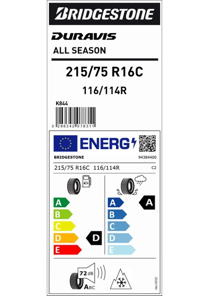 215/75 R16C 116/114R Duravis All Season 4 Mevsim Lastiği ( Üretim Yılı: 2024 ) fiyatları