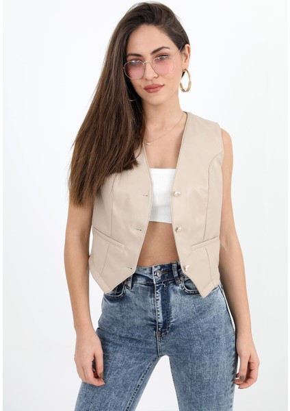 Fleto Cepli Deri Yelek - Taş modelleri