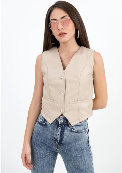 Fleto Cepli Deri Yelek - Taş indirimleri